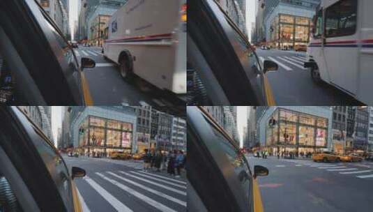 出租车穿过街道高清在线视频素材下载