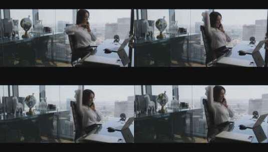 女人正在办公室打电话高清在线视频素材下载