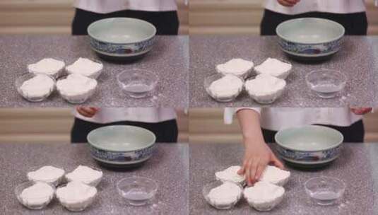 青花瓷碗筷子烫面和面揉面高清在线视频素材下载
