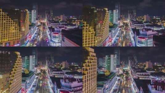 航拍广西南宁朝阳路夜景延时摄影高清在线视频素材下载