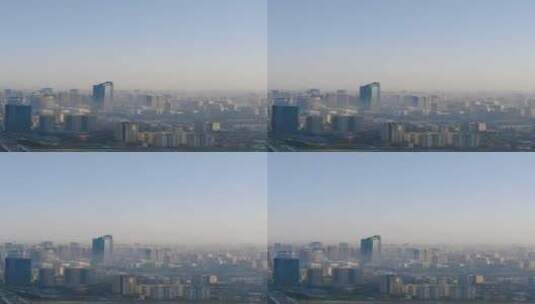 武汉清晨迷雾竖屏航拍高清在线视频素材下载