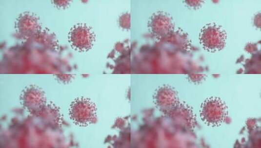 蓝色液体中漂浮的冠状病毒高清在线视频素材下载