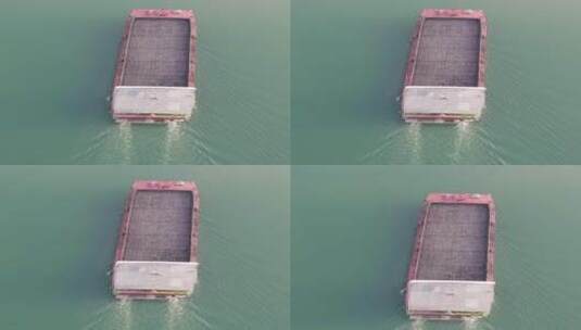 航拍长江上驶过的巨型货轮4k视频高清在线视频素材下载