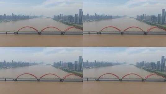 航拍湖南长沙福元路大桥高清在线视频素材下载