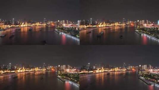 上海黄浦江夜景延时航拍高清在线视频素材下载