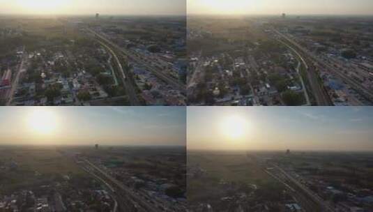 鸟瞰黎明前的城市高清在线视频素材下载