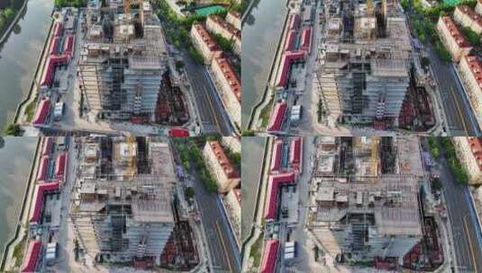 上海闵行工地建设航拍高清在线视频素材下载