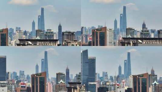 航拍上海高楼大厦空间压缩特色建筑高清在线视频素材下载