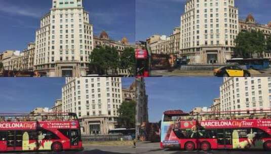 西班牙城市风景 欧洲城市 巴塞罗那街头高清在线视频素材下载