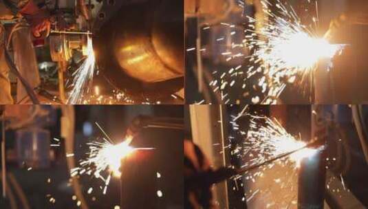火电焊 焊接工人生产劳动操作画面高清在线视频素材下载