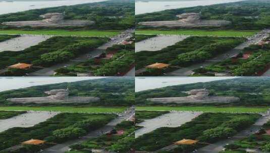 航拍湖南长沙橘子洲景区毛主席雕像高清在线视频素材下载