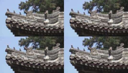 中式建筑屋脊兽特写高清在线视频素材下载