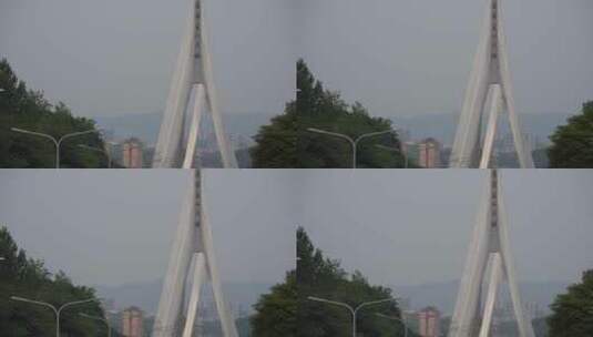 马桑溪长江大桥顶部高清在线视频素材下载