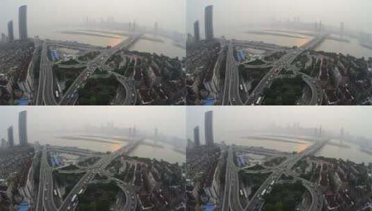 南昌城市景观交通枢纽八一大桥高清在线视频素材下载
