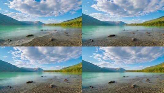原创 新疆阿勒泰喀纳斯湖泊自然风光延时高清在线视频素材下载