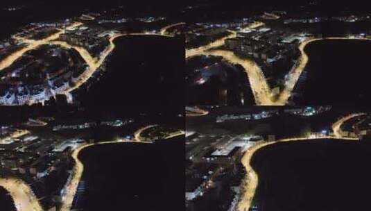 滨湖小城夜景高清在线视频素材下载