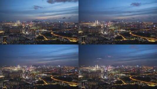 深圳南山天际线夜景车流延时高清在线视频素材下载
