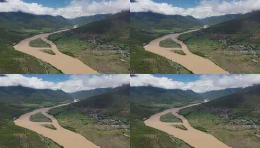 云南迪庆州金沙江自然风光航拍高清在线视频素材下载