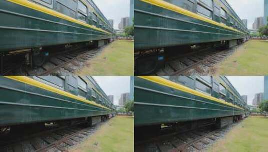 老式绿皮火车内燃机车高清在线视频素材下载