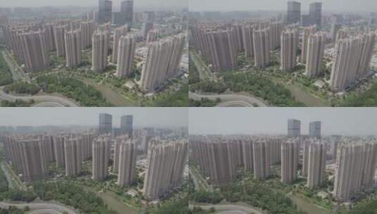 张家港城市建筑群高空4K航拍高清在线视频素材下载
