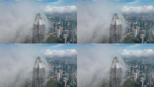深圳平安金融中心平流雾延时摄影高清在线视频素材下载