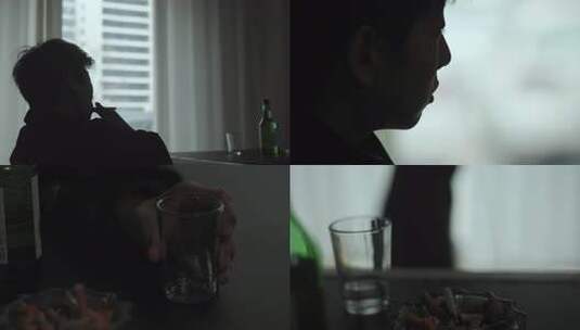 男人抽烟焦虑抽烟喝烟酒人生颓废堕落高清在线视频素材下载