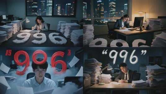 996职场加班人打工人内卷高清在线视频素材下载