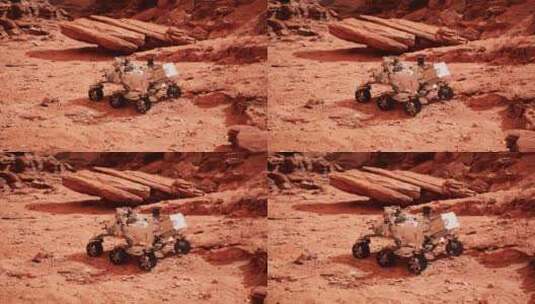 火星红色地形上卫星的探索器高清在线视频素材下载