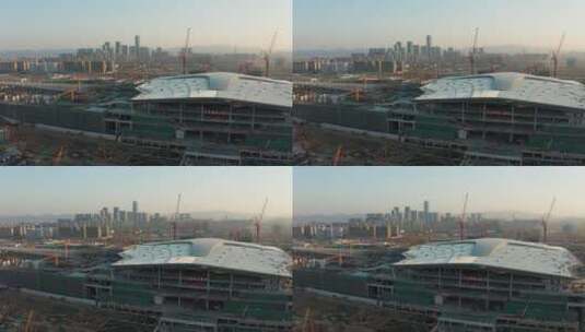 4K航拍 建设中的杭州西站枢纽工程高清在线视频素材下载