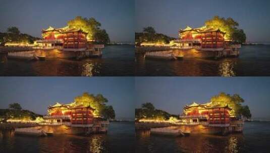 原创 福州金山寺古建筑夜景风光航拍高清在线视频素材下载