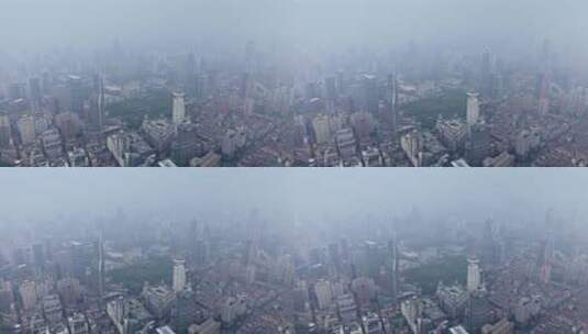 航拍上海城市空气污染雾霾环境高清在线视频素材下载