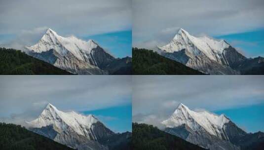 20221012稻城亚丁 雪山 夏诺多吉 中景  延时6k 云雾高清在线视频素材下载