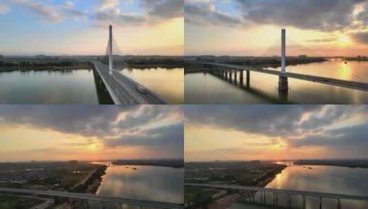 东平东江大桥 大桥 日落 交通 东莞 东平高清在线视频素材下载
