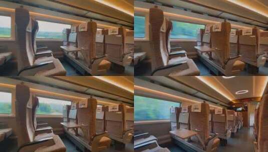 高铁空座椅内景整洁车厢高清在线视频素材下载
