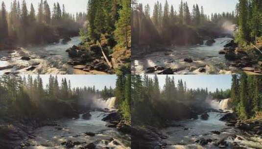 丛林瀑布河流高清在线视频素材下载