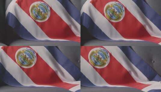 哥斯达黎加国旗的特写镜头高清在线视频素材下载