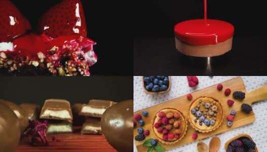 甜品草莓巧克力蛋糕高清在线视频素材下载