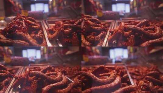 慢镜头升格拍摄美食特色小吃武汉鸭脖高清在线视频素材下载