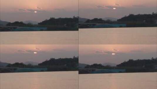 日落，太阳在湖面落下空镜头高清在线视频素材下载