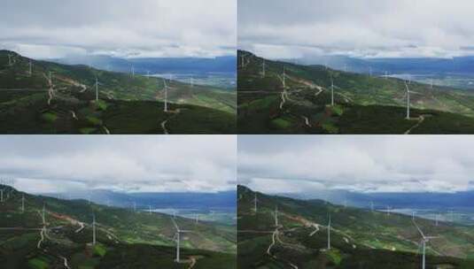 山顶上的风力发电风车高清在线视频素材下载