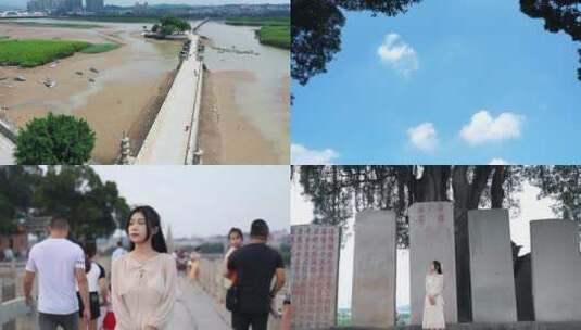 泉州洛阳桥旅拍人文宣传片旅游美女石碑古桥高清在线视频素材下载
