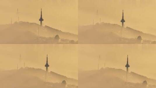 长沙岳麓山日出平流雾高清在线视频素材下载