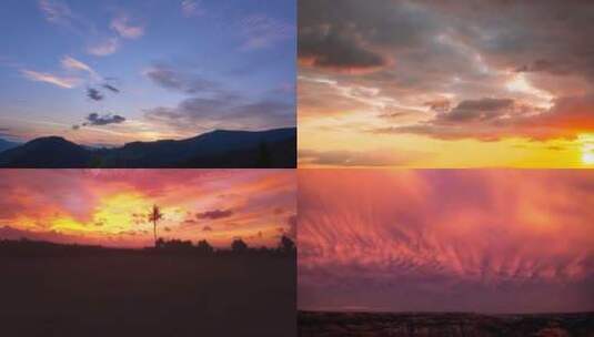 超震撼延时日落火烧云天空云层壮观美景空镜头高清在线视频素材下载