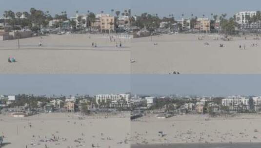 美国洛杉矶圣塔莫妮卡海滩航拍（log模式）高清在线视频素材下载