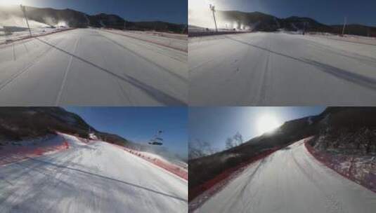 鳌山滑雪场高山滑雪空景航拍3高清在线视频素材下载
