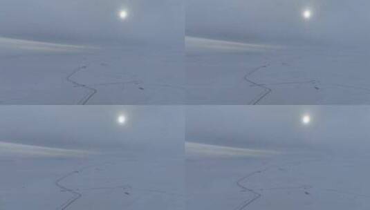 航拍呼伦贝尔草原苍茫雪景高清在线视频素材下载