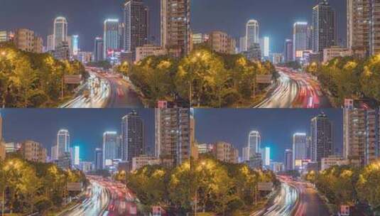 湖南长沙芙蓉路交通延时摄影高清在线视频素材下载