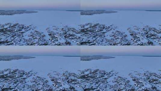 黑龙江五大连池白龙湖冬季自然风光航拍高清在线视频素材下载