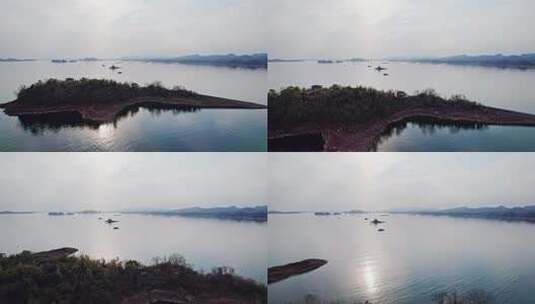 杭州千岛湖航拍高清在线视频素材下载