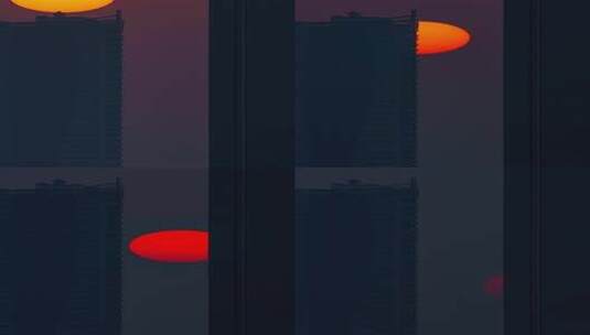 城市高楼建筑剪影与夕阳落日延时风光高清在线视频素材下载